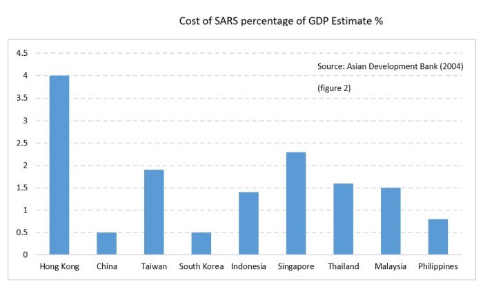 Graph Showing Cost of SARS percentage of GDP Estimate %